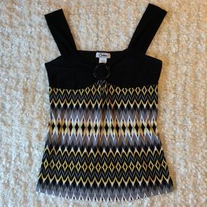 Vintage 90’s yellow and black patterned tank top